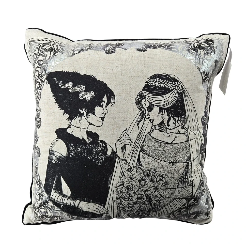 Isaac Mizrahi New 18x18 Decorative Pillow Gothic Bride Horror Art Goth LGBTQ+